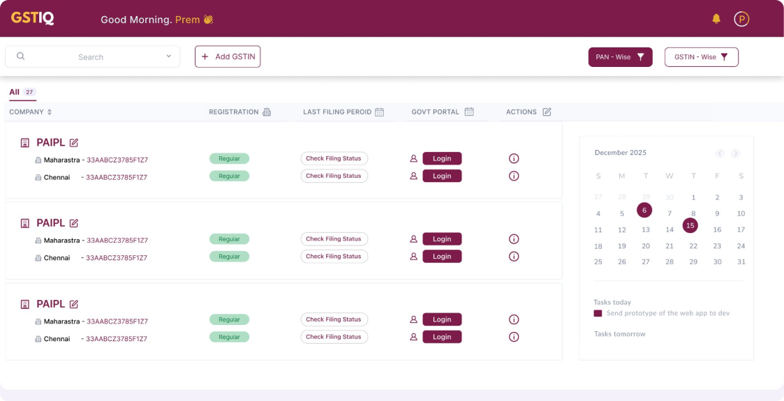 GSTIQ GST Intelligence Dashboard